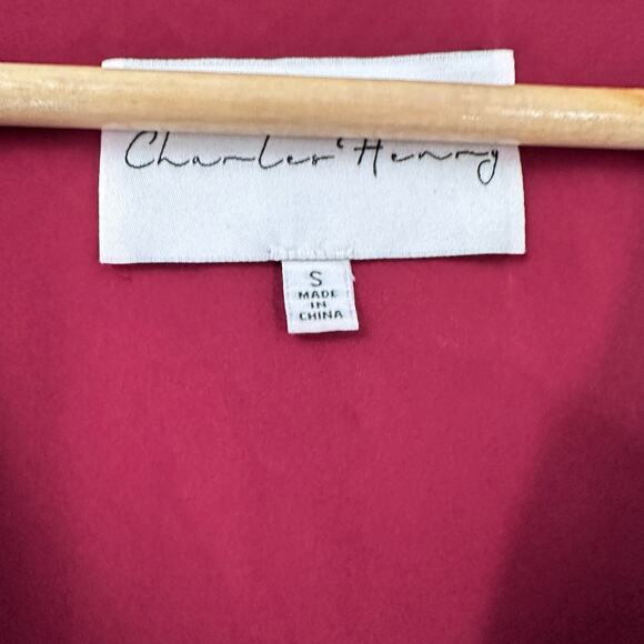 Charles Henry‎ Size S Dress Printed Mini Long Sleeve Dress V-Neck Burgundy Geo - Picture 4 of 13